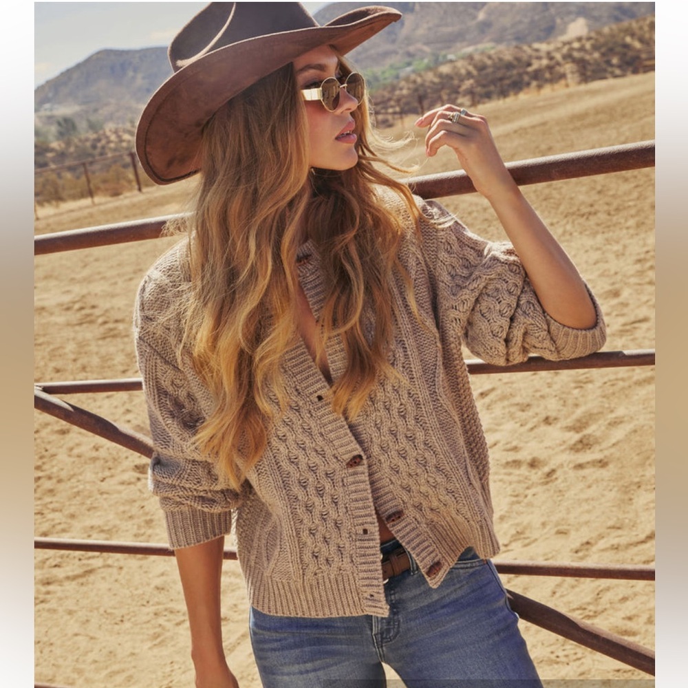 VICI Cable Knit Tan Cardigan